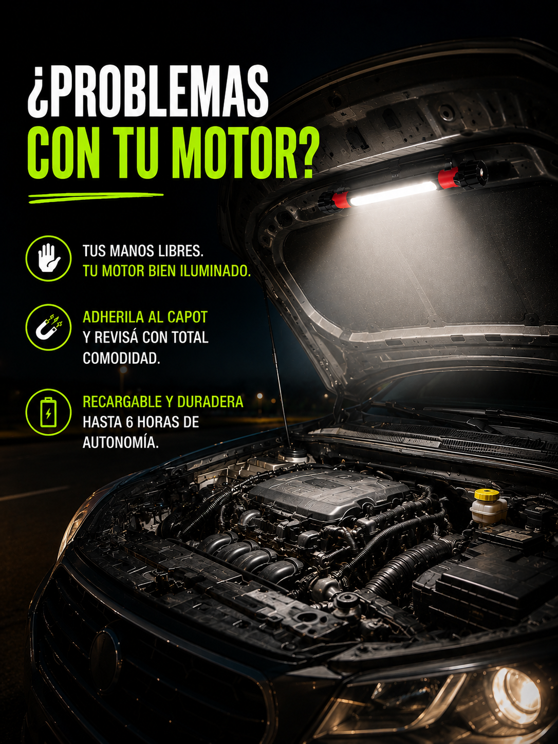 BARRA LED MAGNÉTICA PORTÁTIL MULTIFUNCIÓN PARA AUTO, HOGAR Y EMERGENCIAS