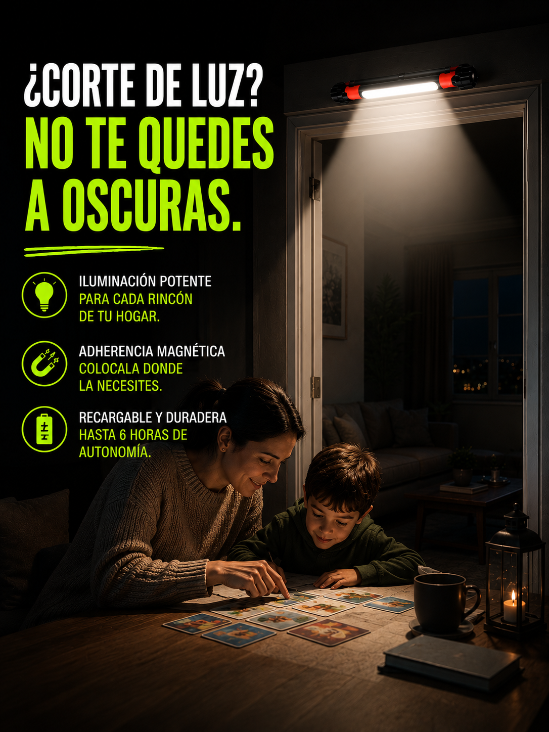 BARRA LED MAGNÉTICA PORTÁTIL MULTIFUNCIÓN PARA AUTO, HOGAR Y EMERGENCIAS